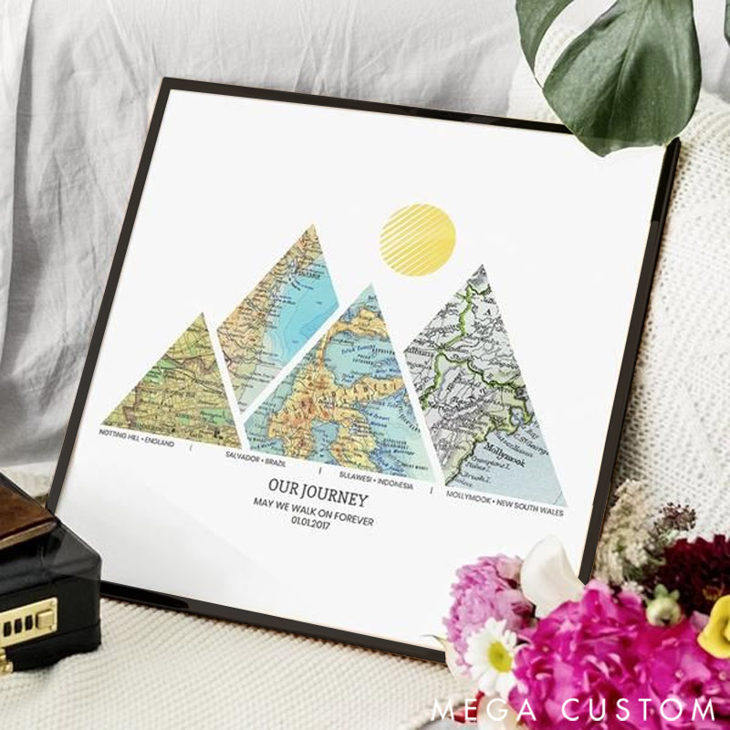 Personalized Custom Travel Milestone Map Canvas Art Home Decor for Travel Lovers Travel Souvenir