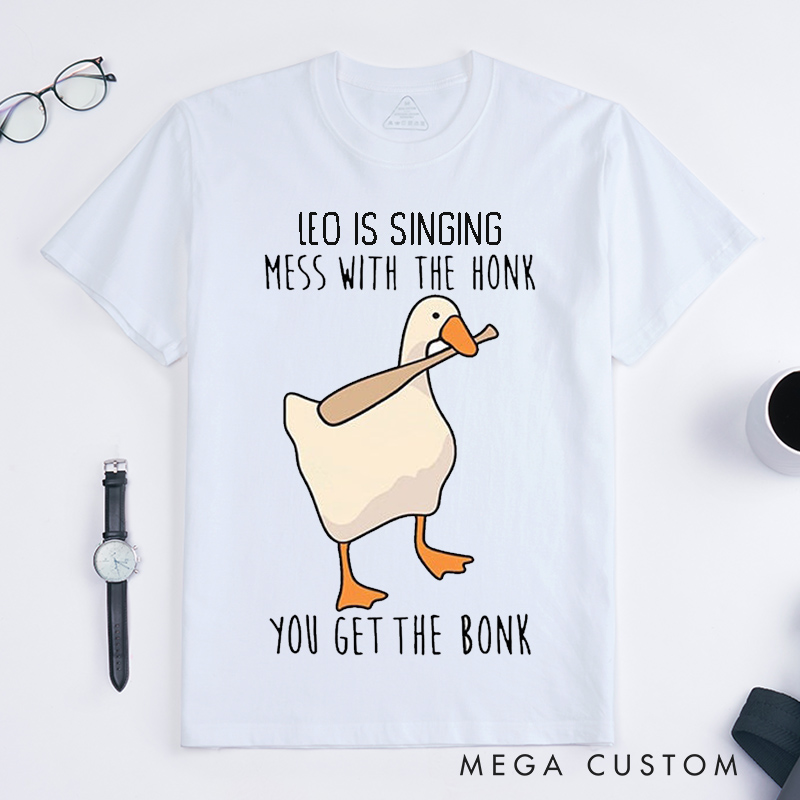 Personalized Funny Goose Singing Unisex Classic T-Shirts Unique Funny Animal Meme Shirt Custom Music Lover Animal Lover Gift for Men Women Trendy Tee