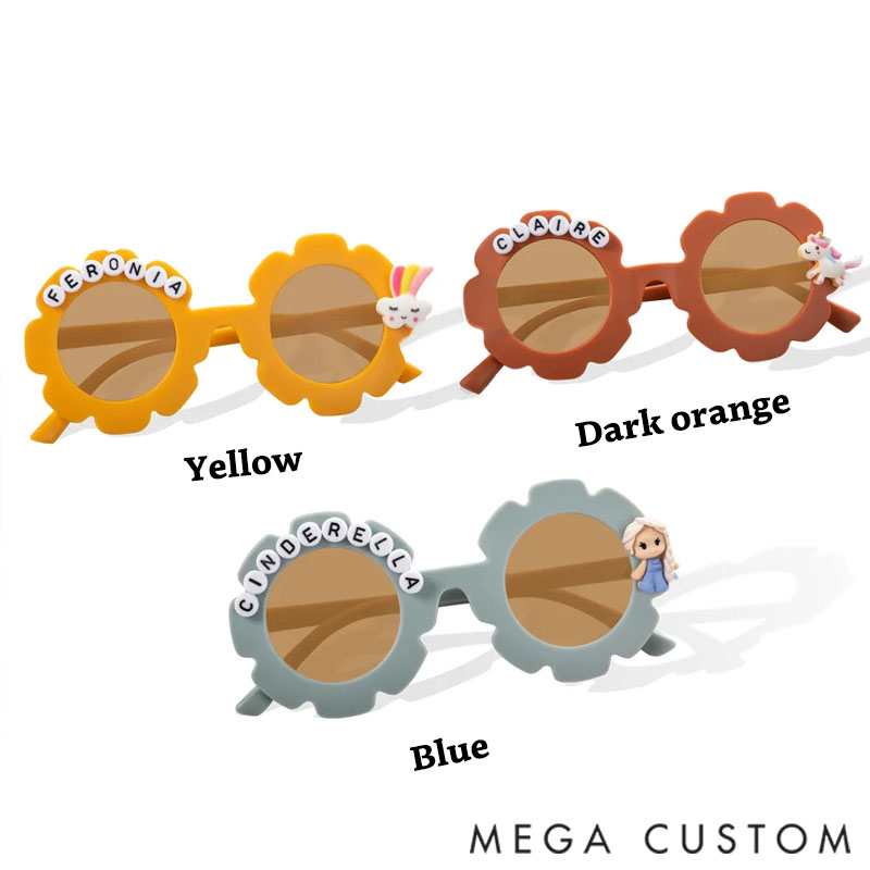 Personalized Travel Beach Sunglasses Multi-color Cute Floral Designs Engravable with Names and Accessories Birthday Children's Day gifts for Kids