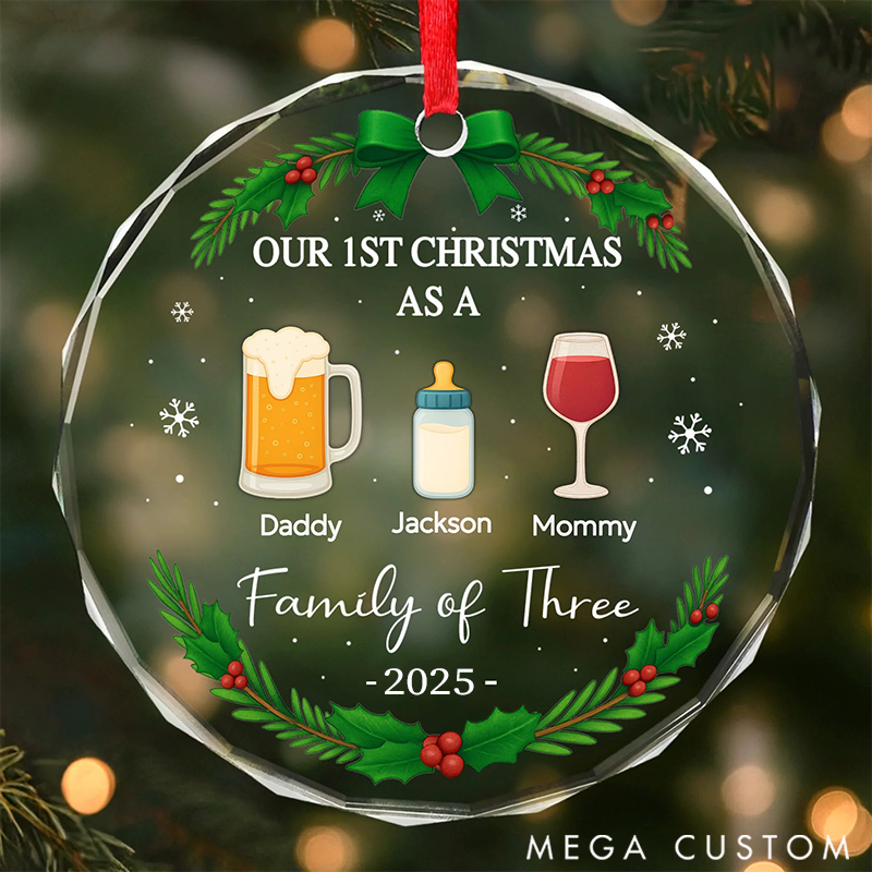 Personalized Family Christmas Glass Ornaments Cherishing the Joy of Our First Christmas as a Family