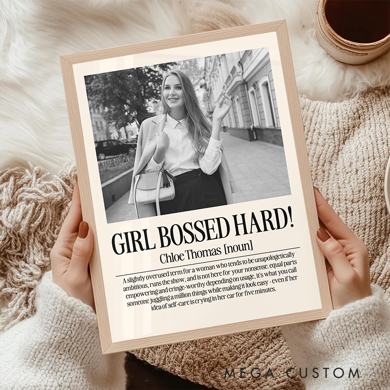 Personalized Coworker Portrait Poster Print Gift Girl Bossed Hark Design Home Classroom Wall Art Unique Gift for Coworkers