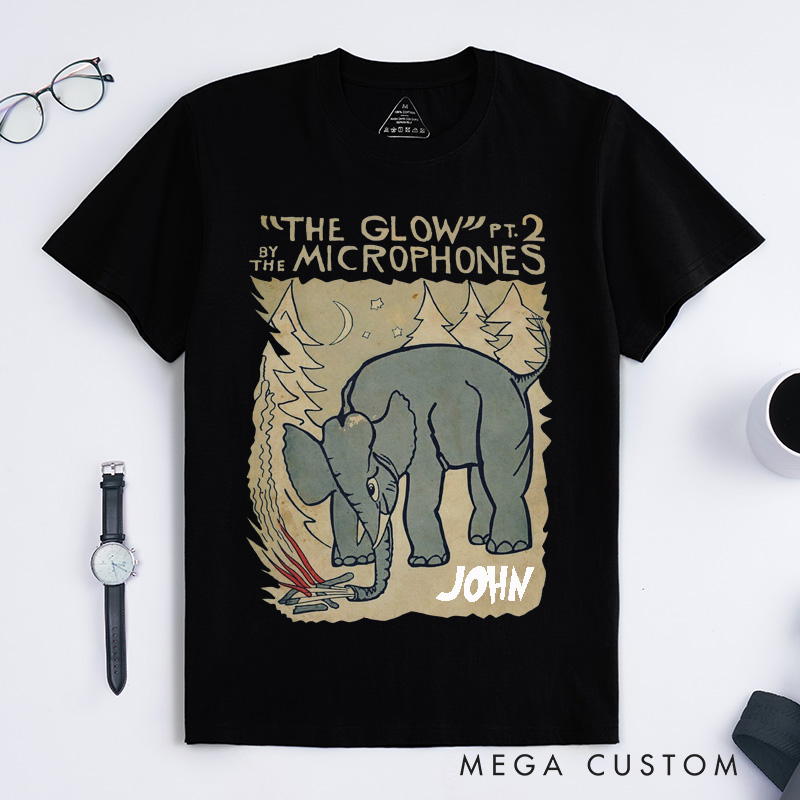 Personalized Elephant Campfire Music Lovers Classic T-Shirts Unique Art Gift for Nature Lovers Custom Unisex Tee Present for Music Lovers