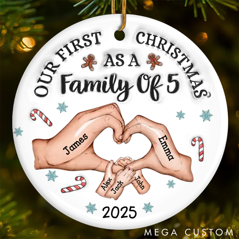 Personalized Family Christmas Ceramic Ornaments Commemorating Our First Christmas as a Family