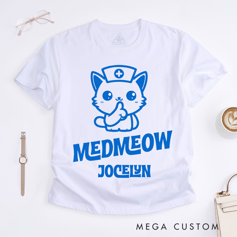Personalized Nurse T-Shirts MedMeow Nurse Cat Fashion Design T-Shirts