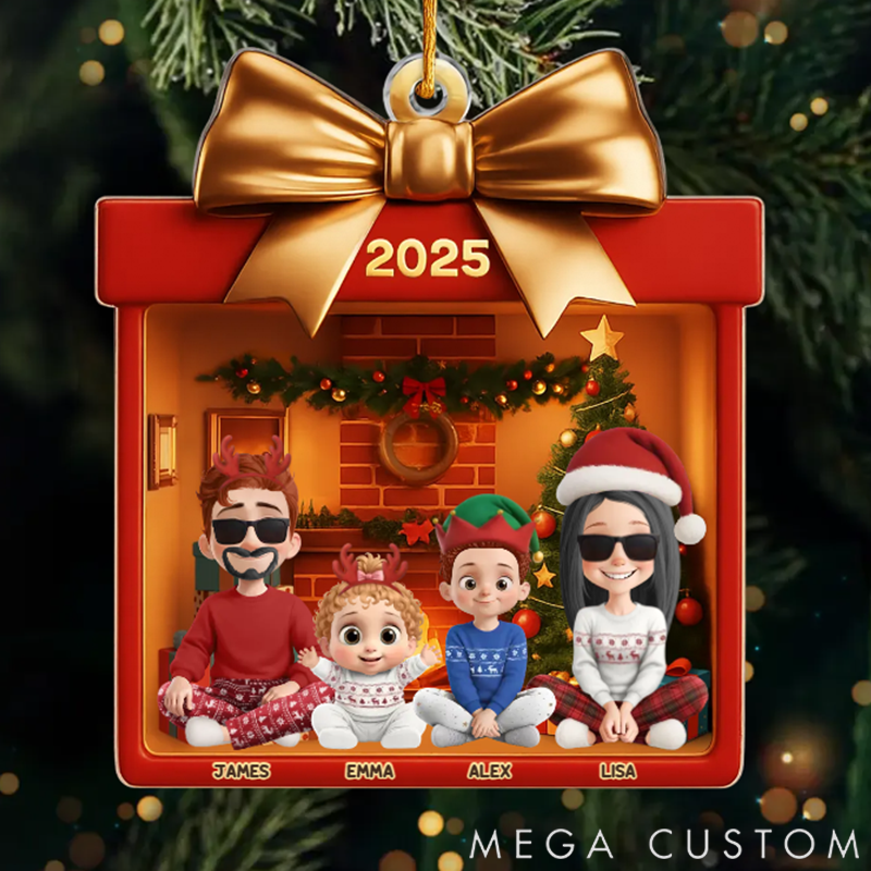 Personalized Christmas Ornament Birthday Gifts for Mom Dad and Kids Golden Bow Endless Love