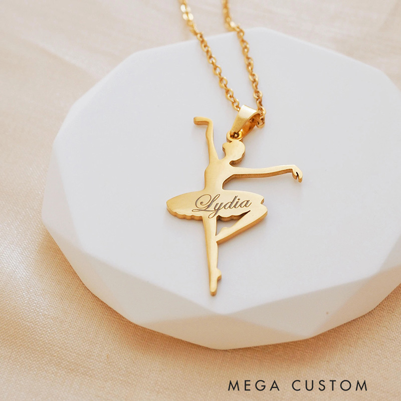 Personalized Ballerina Necklace Ballet Dancer Jewelry Dance Recital Gift Dance Necklace for Kids Ballet Teacher Gift Ballet Dance Team Gift