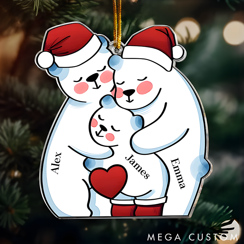 Personalized Family Christmas Glass Ornaments Commemorating Our First Christmas as a Christmas Bear Family