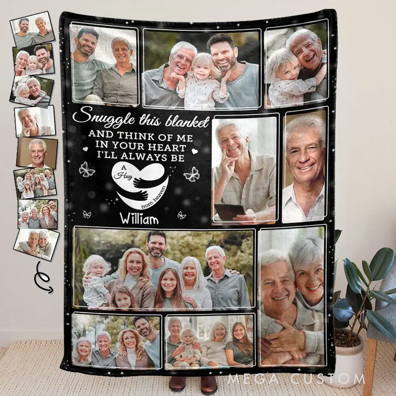 Personalized Memorial Throw Blanket Custom Photo Memorial Think Of Me In Your Heart Sympathy Gift for Family Members