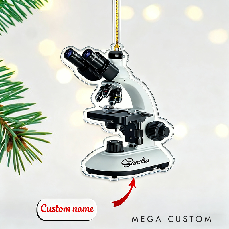 Personalized Teacher Christmas Ornament Microscope Design Acrylic Ornament for Teachers