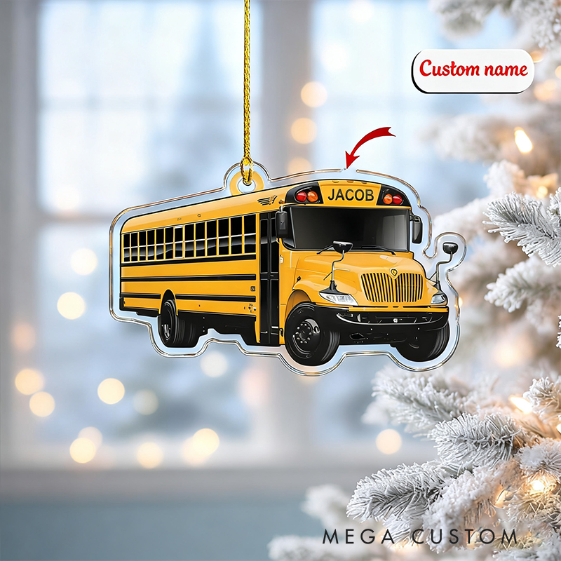 Personalized School Bus Christmas Acrylic Ornament Gift for Teachers and Students