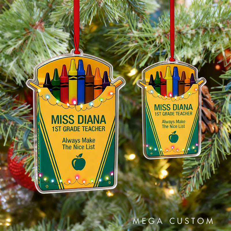 Personalized Teacher Christmas Acrylic Ornament Always Make the Nice List Teacher Design Gift for Teachers