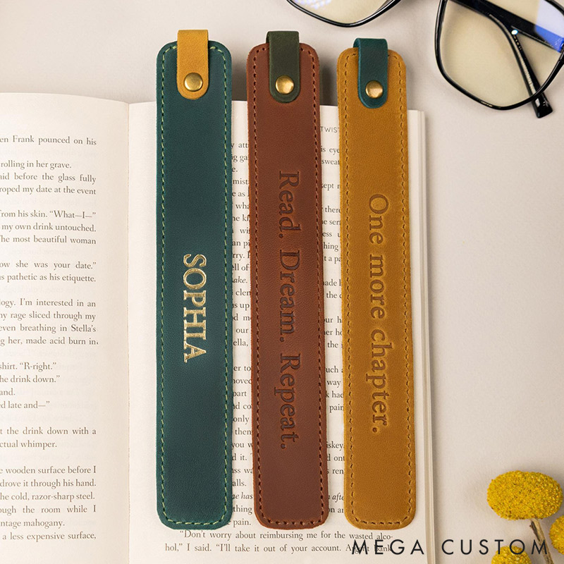 Personalized  Leather Bookmark Gifts for Readers Gift for Book Lover Custom Initials Leather Bookmark Handmade Gifts