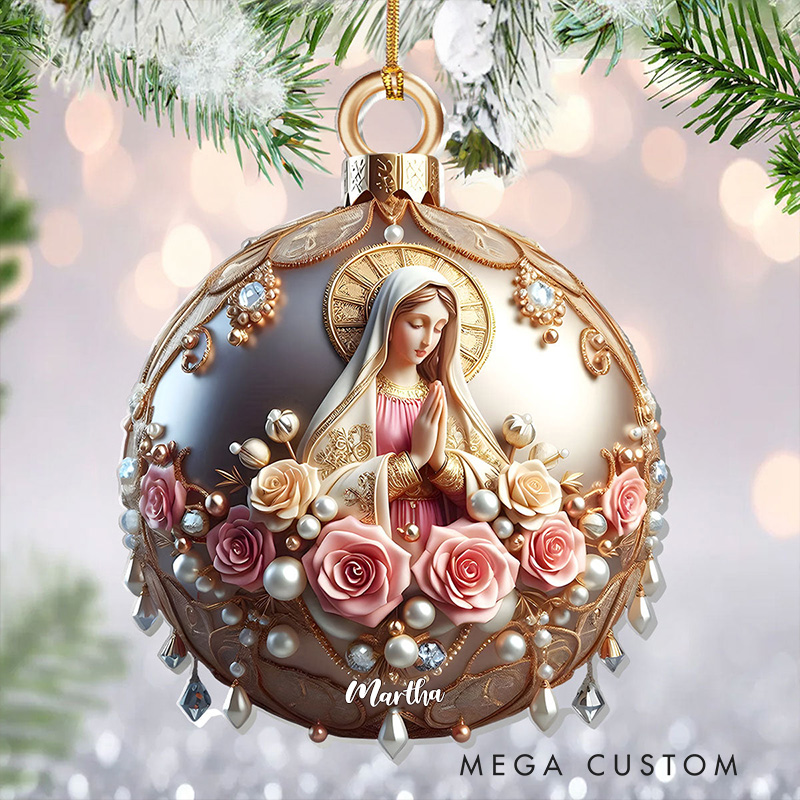 Personalized Believe Virgin Mary Acrylic Ornament with Name Religious Gift Faith Gift for Christians