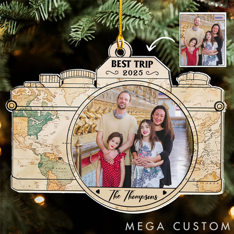 Personalized Acrylic Travel Camera Ornament Best Trip for Families