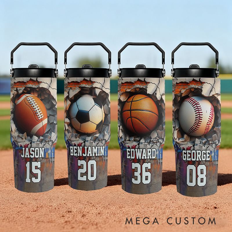 Personalized Sports 30oz Tumbler with Name and Number A Perfect Gift for Athletes and Fans