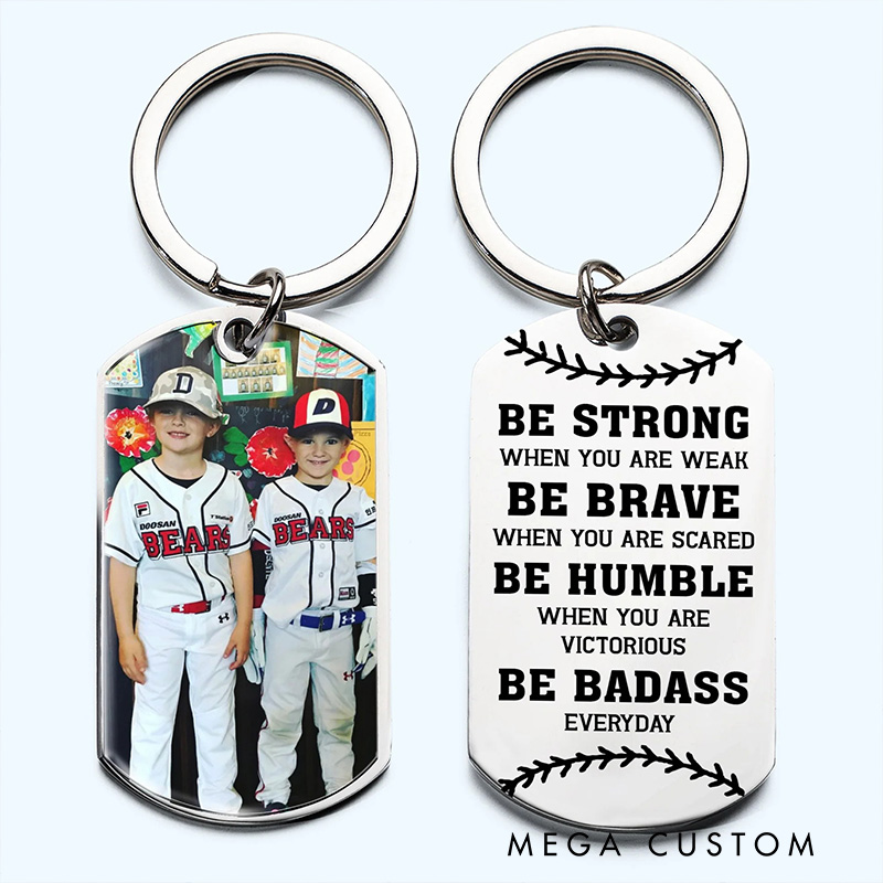 Personalized Double Sided Keychain Featuring Custom Photo and Inspiring Message  