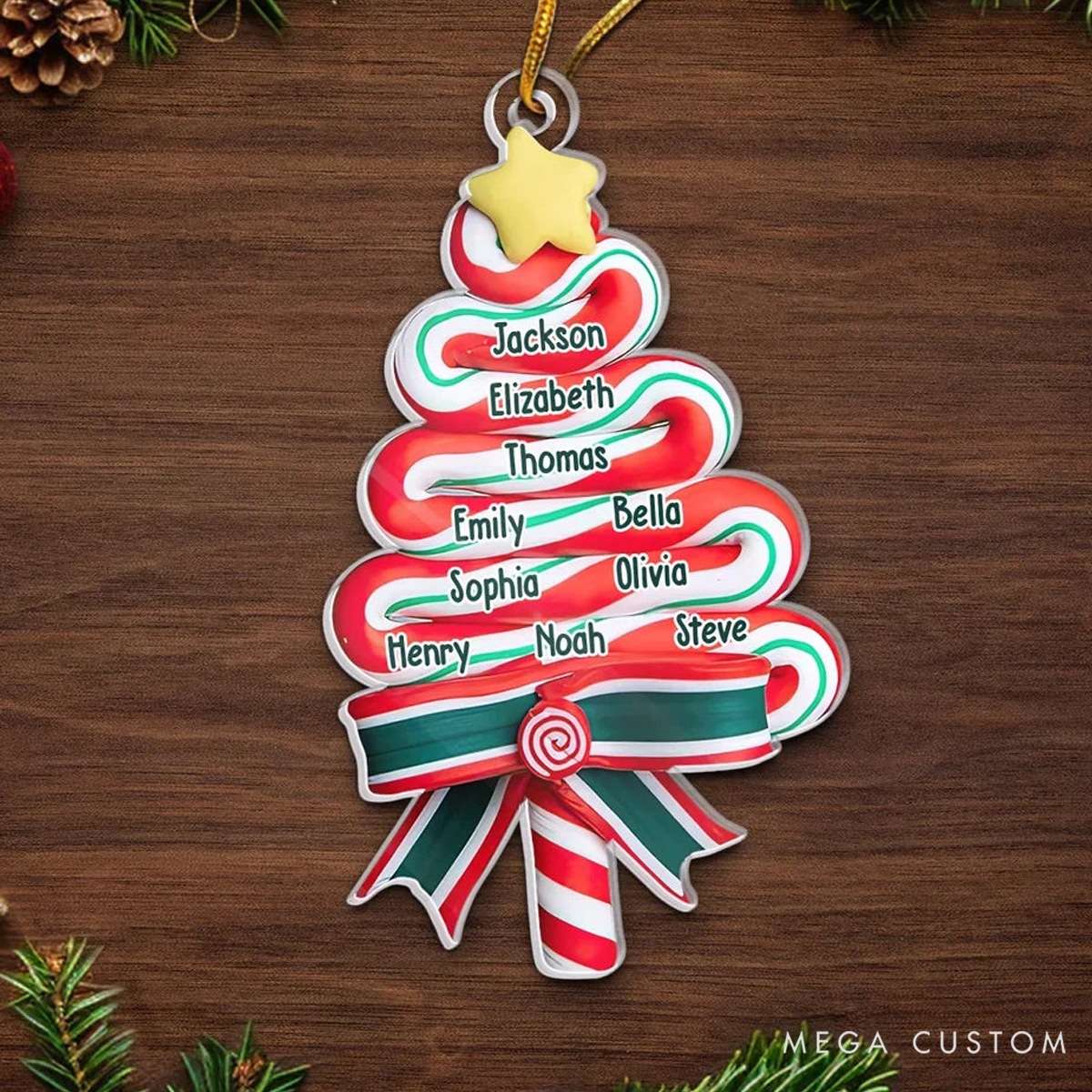 Personalized Acrylic Candy and Christmas Cheer Bring Gift and Happiness Christmas Ornament 