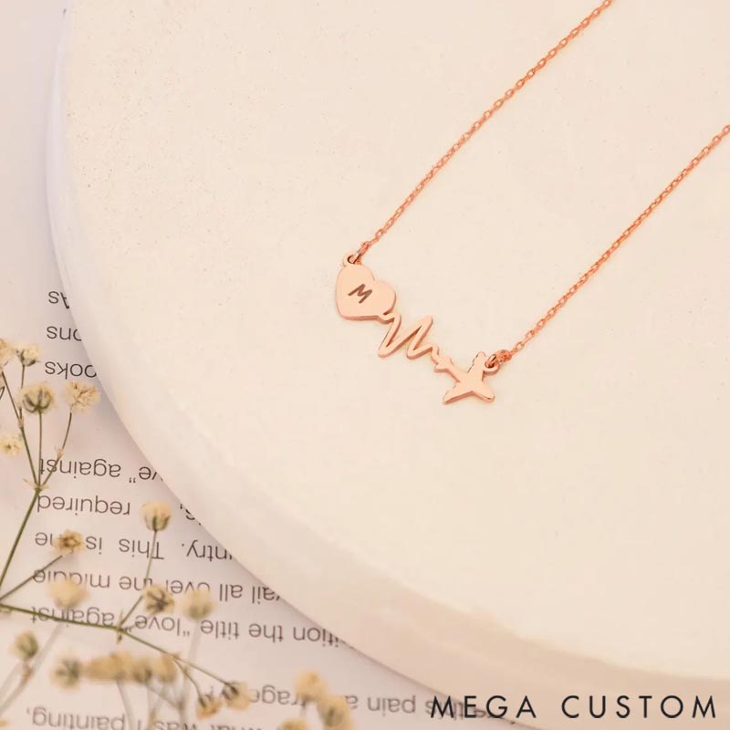 Personalized Airplane Necklace with Custom Initials Gift for Travel Lovers