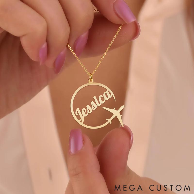 Personalized Travel Name Necklace with Gift for Travel Lovers