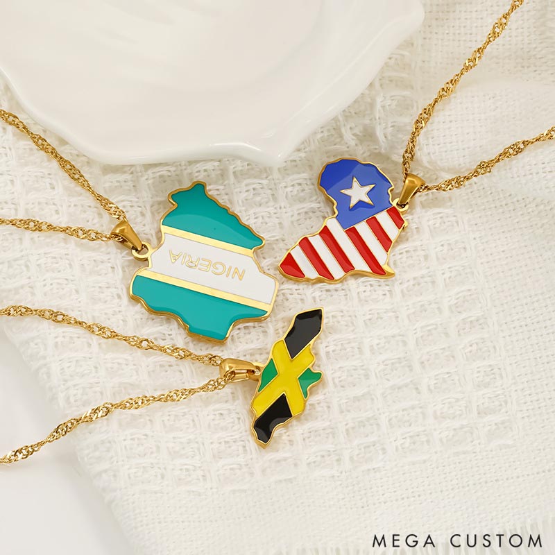 Personalized Travel Destination Map Necklace for Travel Lovers