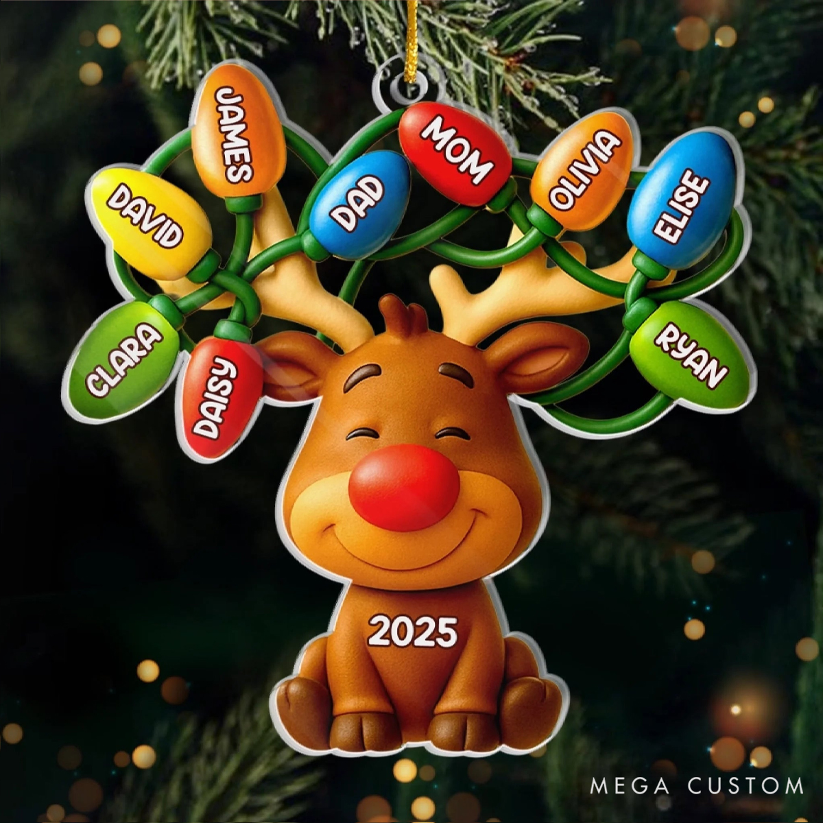 Personalized Acrylic Our Cute Festival Unique Reindeer Crew Holiday Christmas Ornament 
