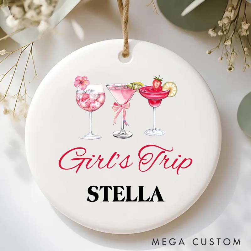 Personalized Girl's Trip Ceramic Ornament Traveling Gift for Travel Lovers 