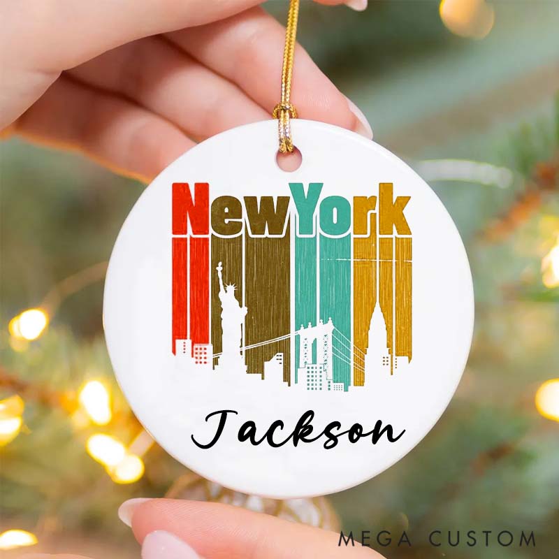 Personalized Ceramic Ornament New York Statue of Liberty Traveling Gift for Travel Lovers 