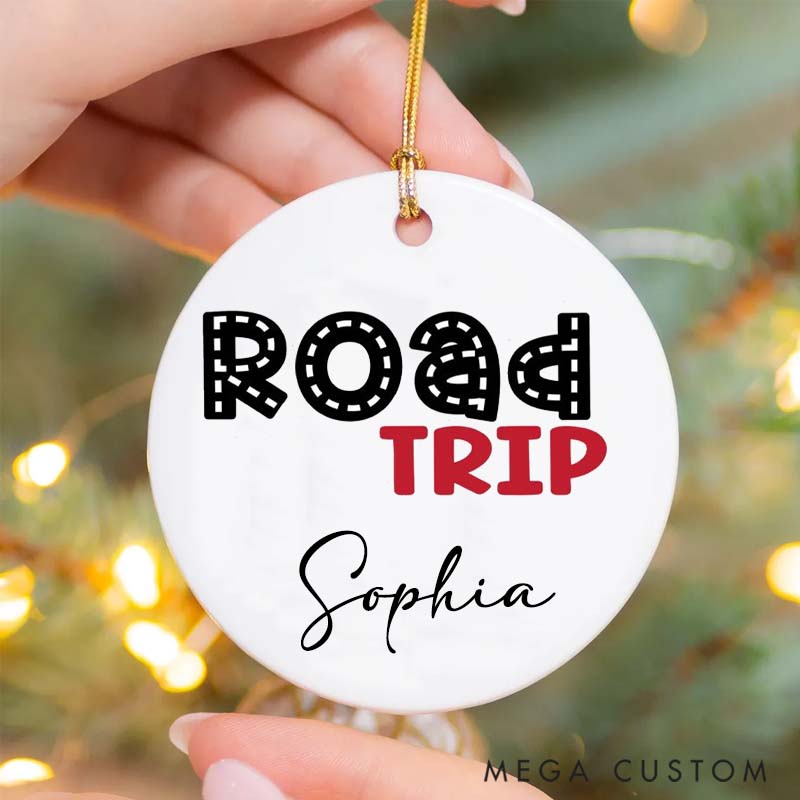 Personalized Ceramic Ornament Rode Trip Traveling Gift for Travel Lovers 