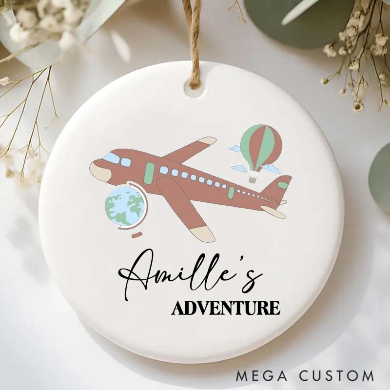 Personalized Ceramic Ornament Global Travel Adventure Traveling Gift for Travel Lovers 