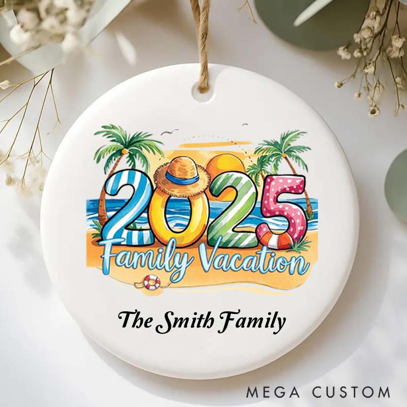 Personalized Ceramic Ornament 2025 Family Vacation Traveling Gift for Travel Families