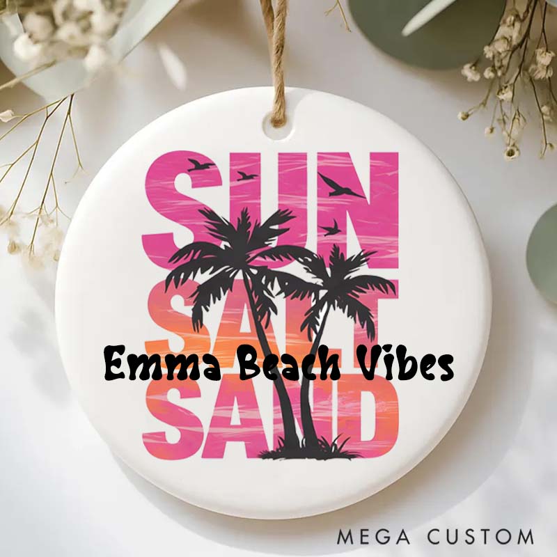 Personalized Ceramic Ornament Beach Vacation Traveling Gift for Travel Lovers