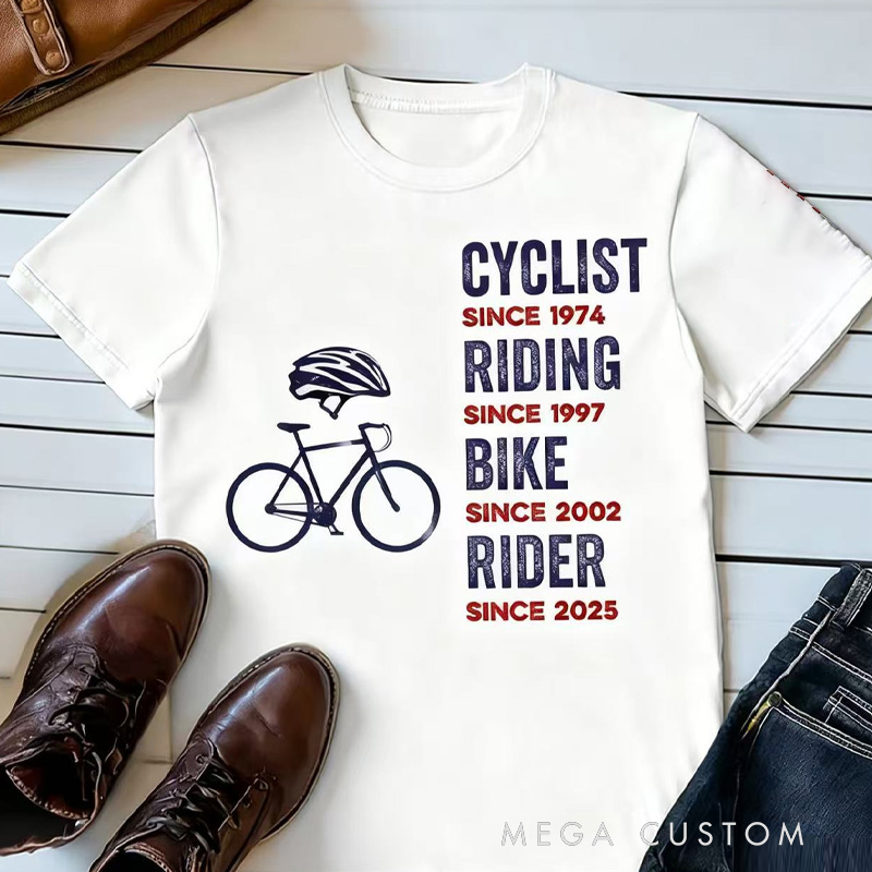 Personalized Cycling Classic T-shirt with Title and Year Anniversary Birthday Gift for Riding Lovers