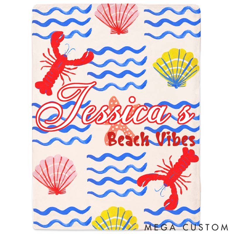 Personalized Travel Mom Blanket Gift for Travel Lovers Beach Vibes and Custom Name