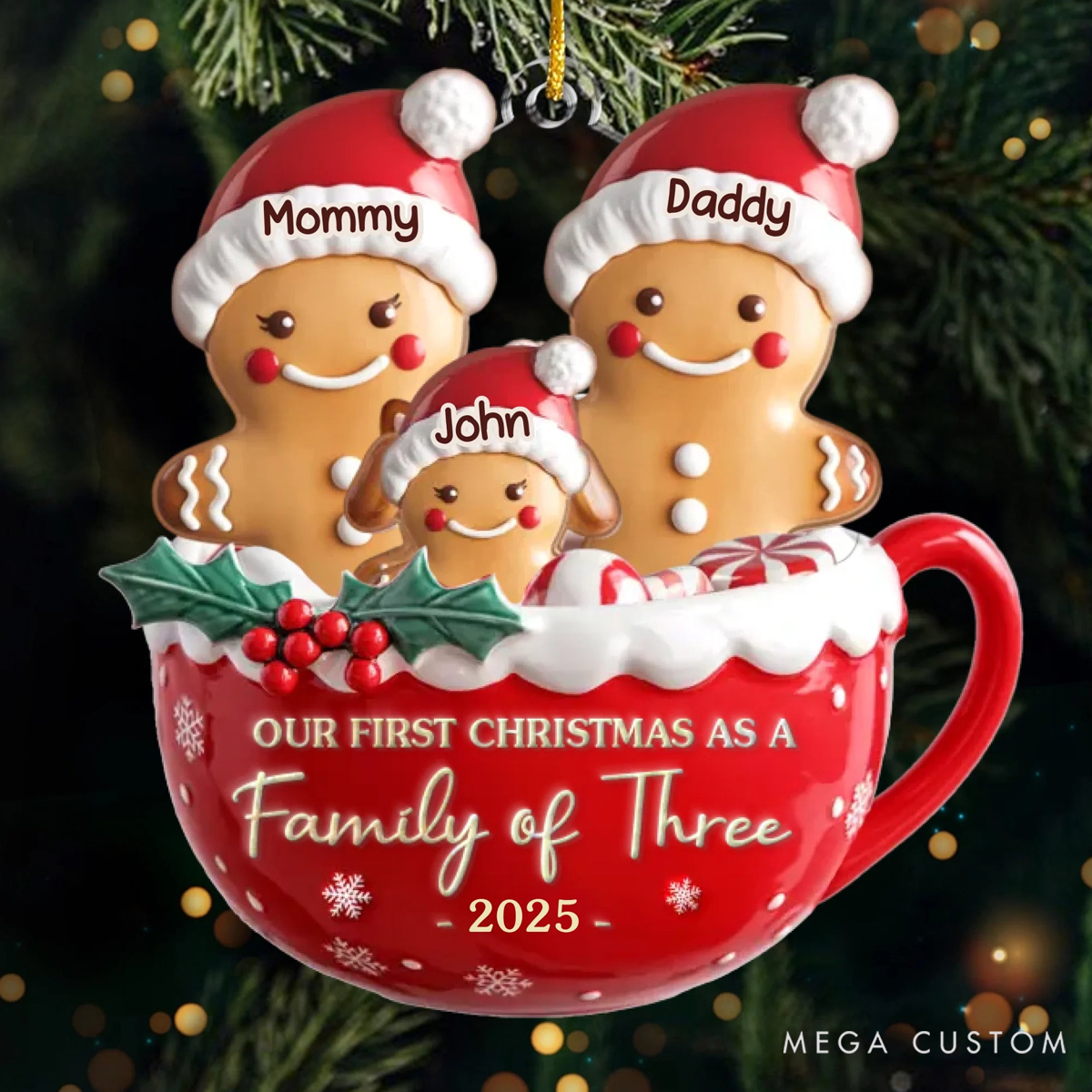 Personalized Acrylic Home is Where Love Lives Holiday Festival Snowman Christmas Ornament 