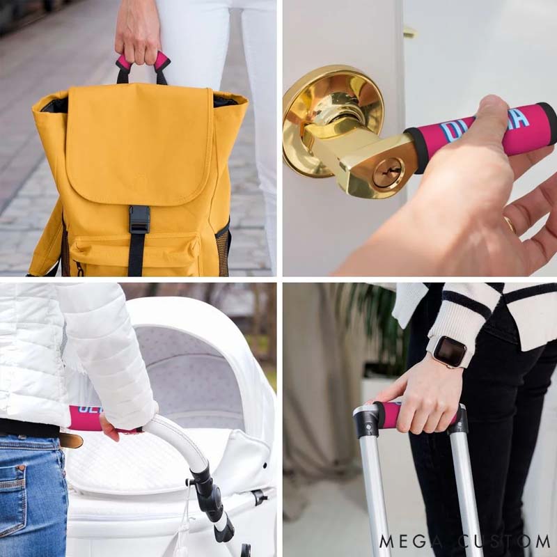 Personalized Multicolor Shadow Monogram Luggage Handle Wrap Identifier with Contact Card Travel Accessories Birthday Gift for Travel Lovers