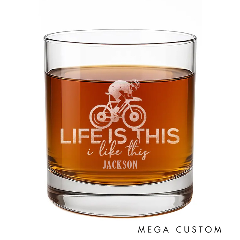 Personalized Biker Glasses Whiskey Wine Beer Glassware Gift Cyclist Rocks Glass Laser Engraved Bicycle Cyclist Gift
