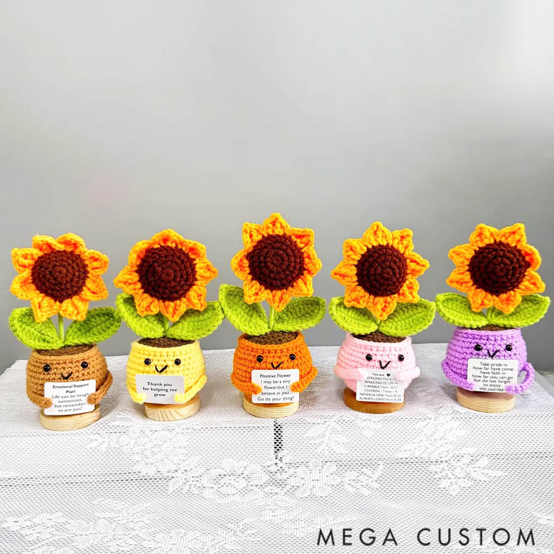 Personalized Crochet Sunflower Planter Home Decor Daily Positive Motivation Home Decor For Crochet Lovers