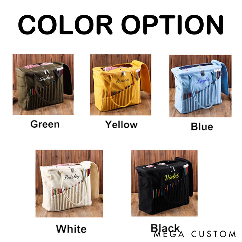 Personalized Embroidery Crochet Bag Organizer Yarn Storage Organizer Knitting Bag Organizer and Accessories Case for Knitting Lovers