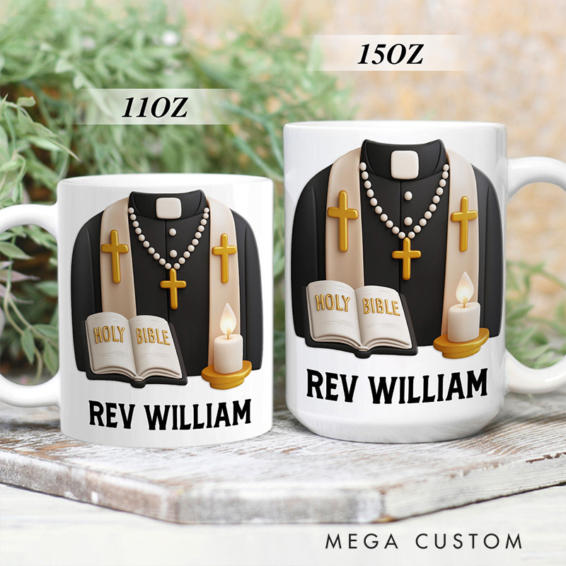 Personalized Thank you Pastor Holy Bible Ceramic Mug with Name Religious Gift Appreciation Gift for Pastor