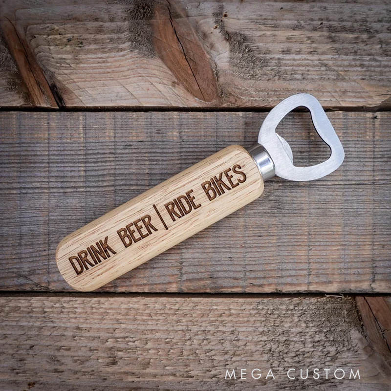 Personalized Drink Beer Ride Bikes Bottle Opener Engraved Bottle Openers Gift for Cycling Dad Bike Riding Lover