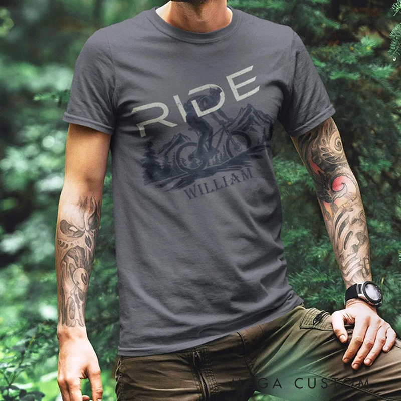 Personalized Cycling Classic T-shirt Mountain Biking Shirt Outdoor Person Gift Mountaineer Gift Mountain Bike T-shirt Outdoors Graphic Tee