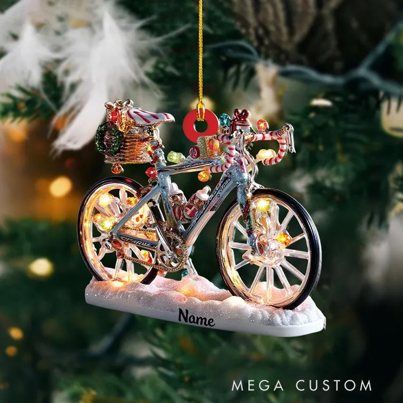 Personalized Bicycle Flat 2D Acrylic Christmas Ornament Road Bike Festive Racing Bicycle Decor