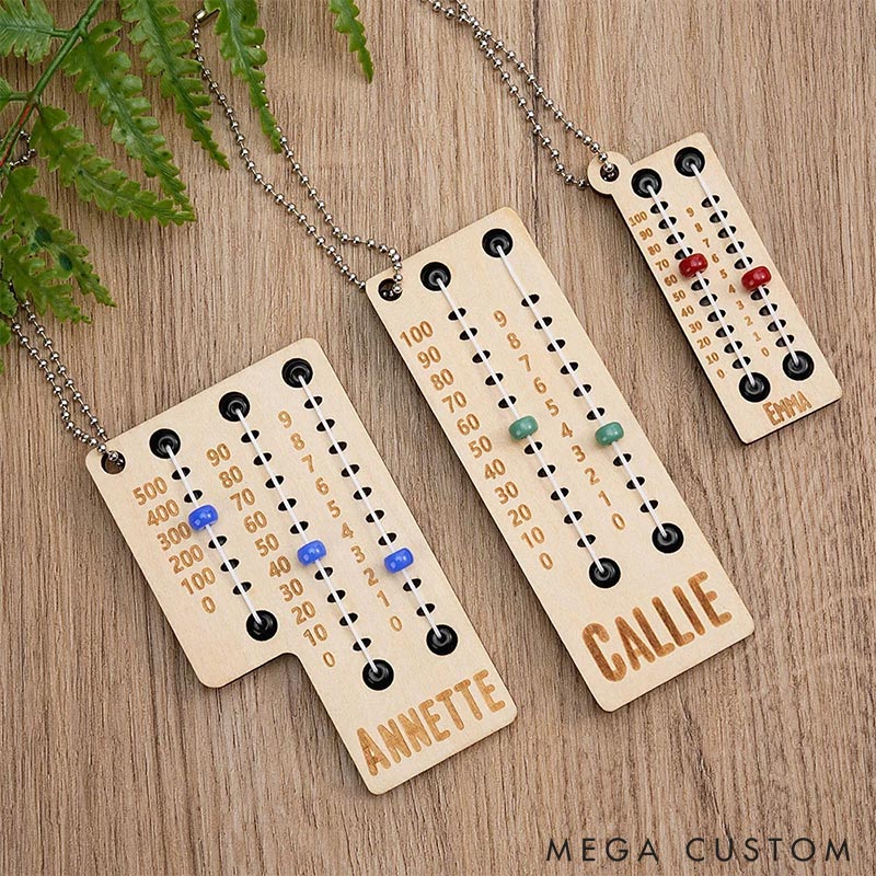 Personalized Multicolor Beaded Wooden Sewing Row Counter with Name Engraved Knitting Tool to Assist Counting Birthday Gift for Knitting Lovers