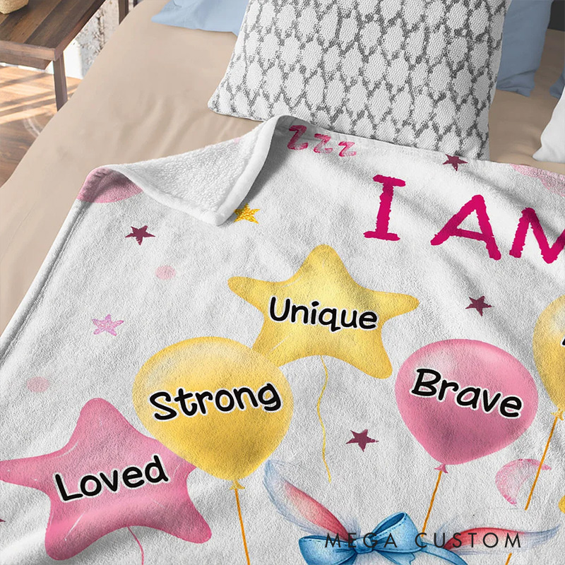 Personalized Cute Lion Elephant Animal Soft Throw Blanket with Name and Positive Affirmations Birthday Baby Shower Gift Religious Gift for Kids