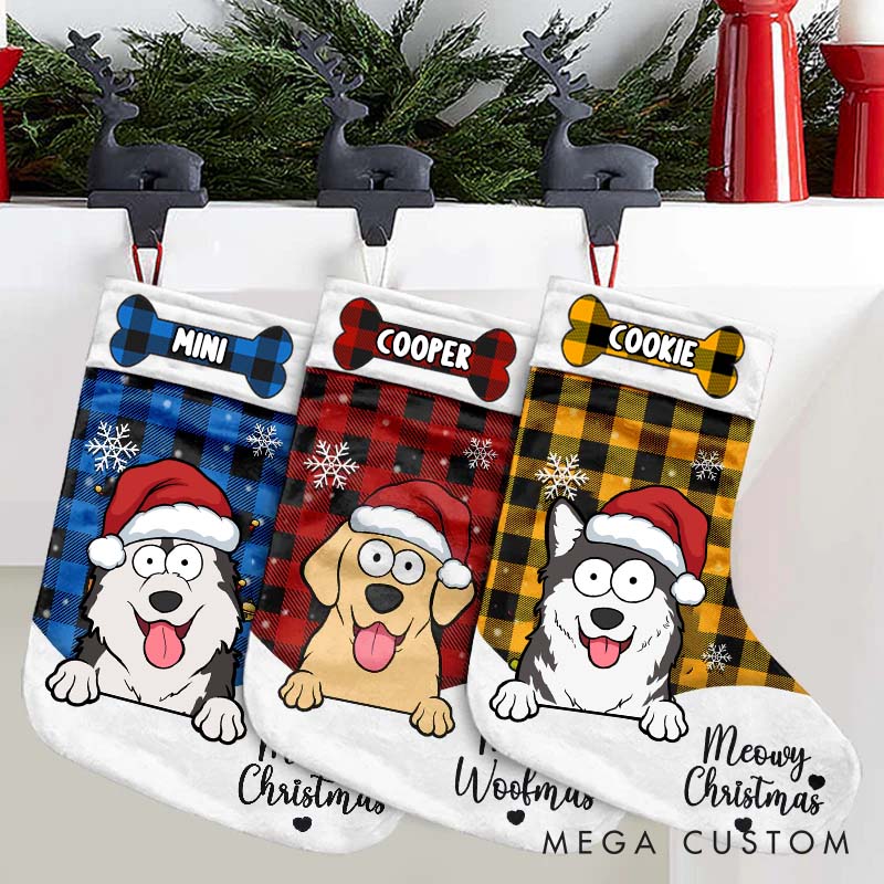 Personalized Dog Lover Meowy Christmas and Merry Woofmas Christmas Stockings
