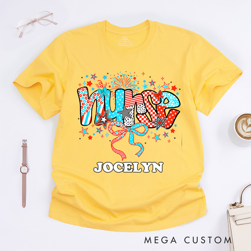 Personalized Nurse T-Shirts Patriotic Nurse Pride Fashion Design T-Shirts