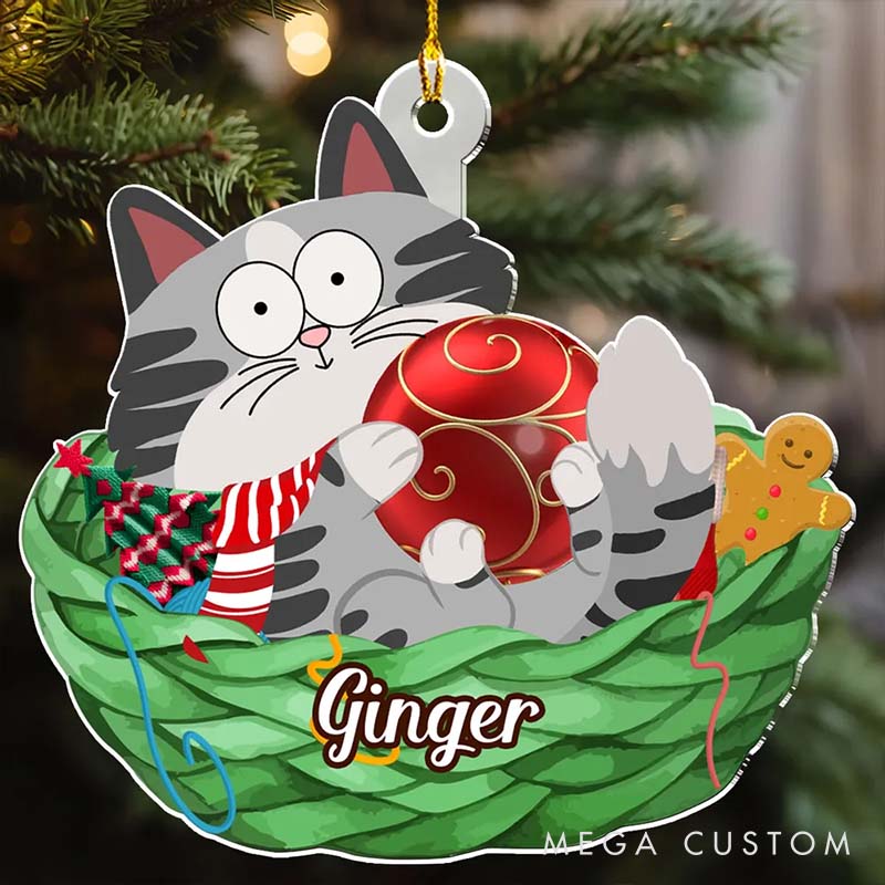 Personalized Cat Lover Lovely Swinging Cat Christmas Christmas Ornament