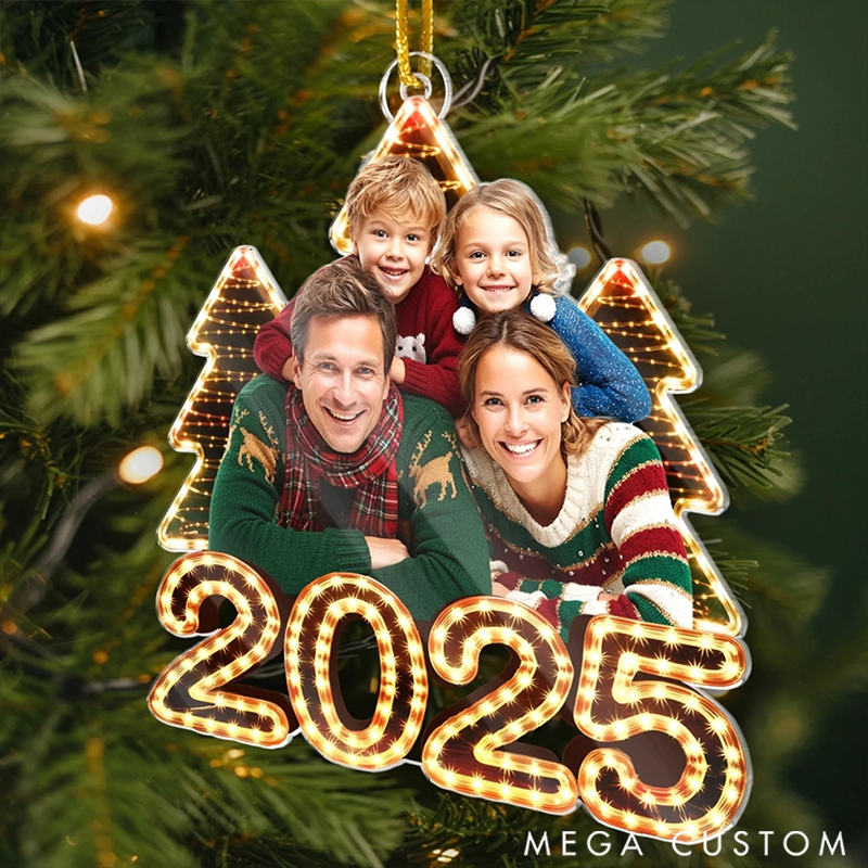 Personalized Christmas Ornament Custom Photo Gifts for Mom Dad Kids Our Story Framed in Joy
