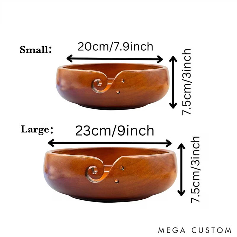 Personalized Wooden Portable Yarn Bowl for Knitting Storage Bowl with Holes for Crochet Yarn Organizing and Storage