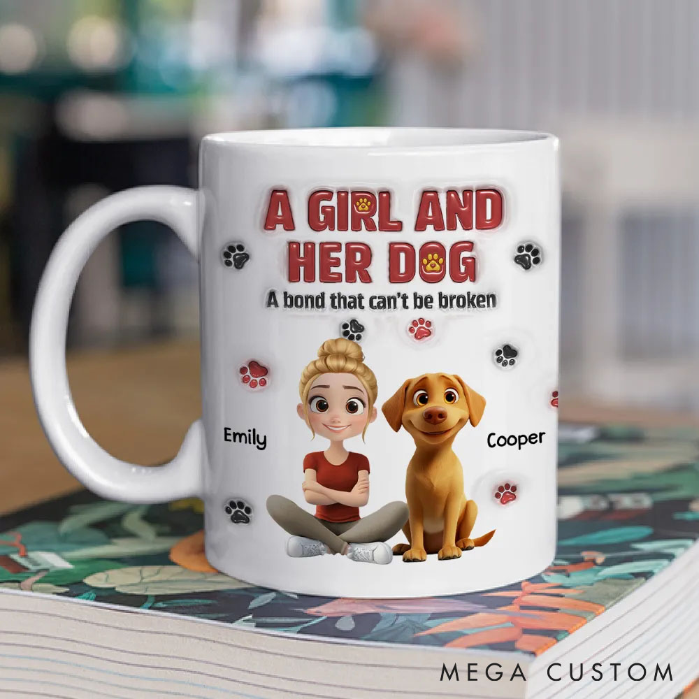 Personalized Dog Lover a Girl and Her Dog Mugs